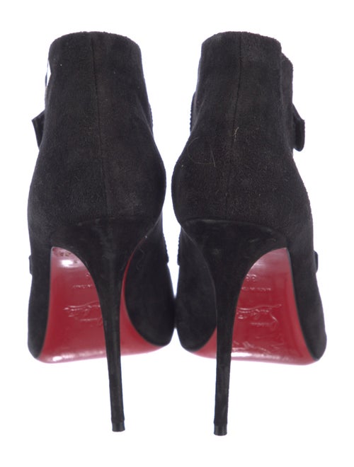 Christian Louboutin Suede Crystal Embellishments Lace-Up Boots