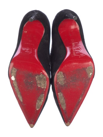 Christian Louboutin Suede Crystal Embellishments Lace-Up Boots