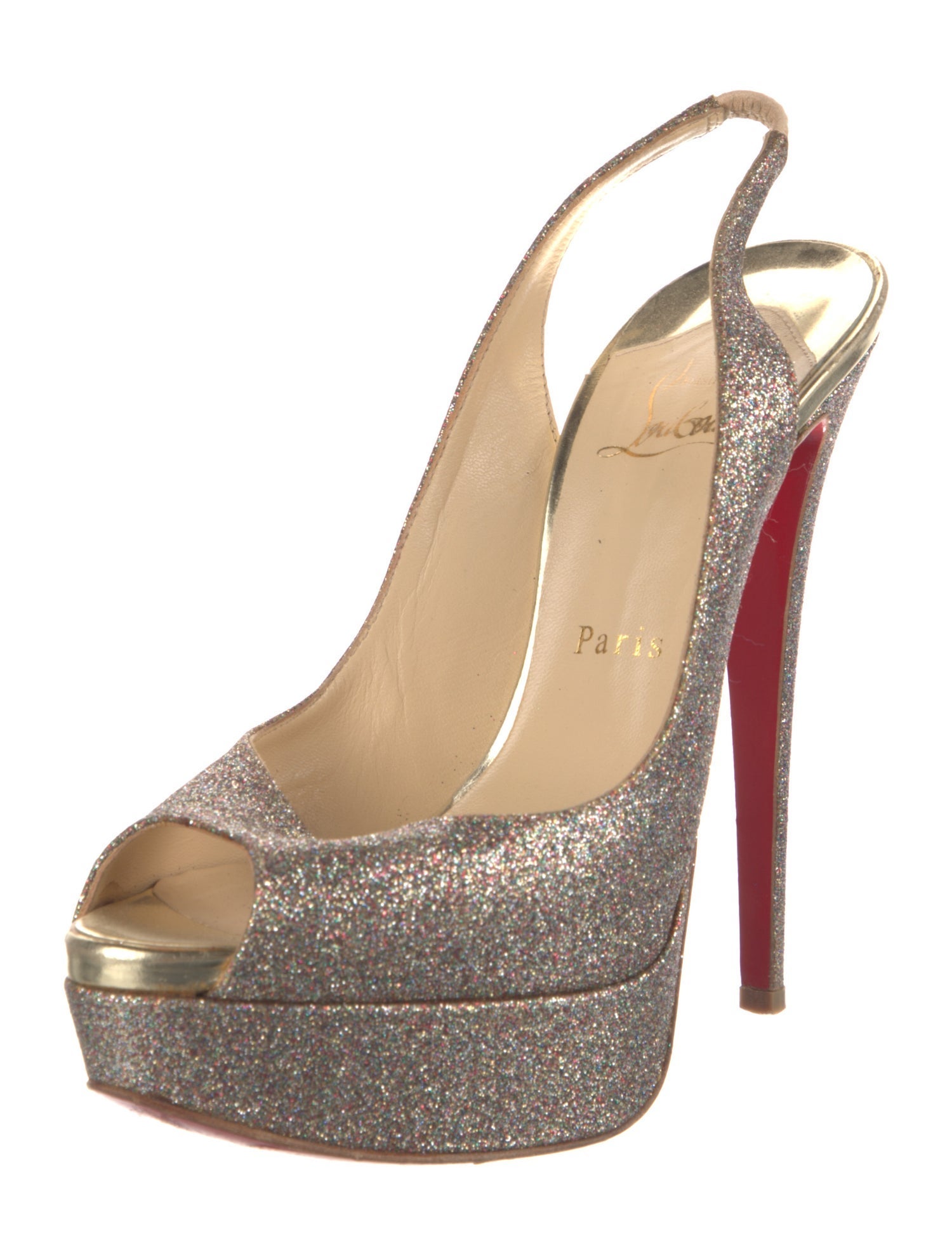 Christian Louboutin Glitter Slingback Pumps