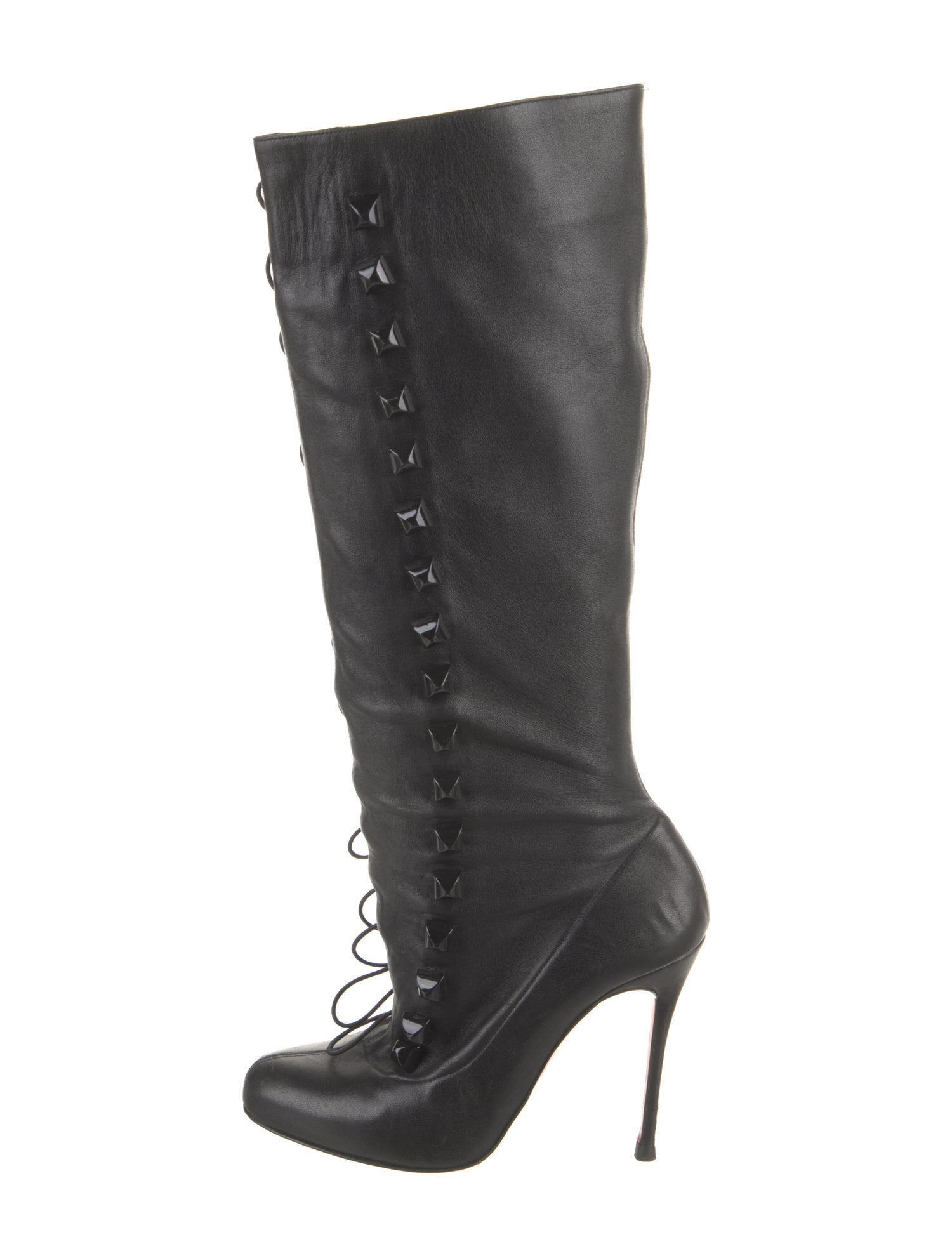 Christian Louboutin Rockstud Spike Calf Leather Lace-Up Boots