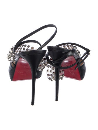 Christian Louboutin Spike Accents Leather Slingback Pumps