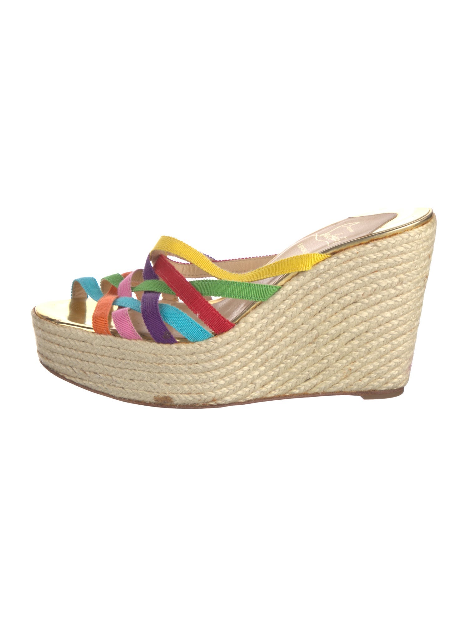 Christian Louboutin Colorblock Pattern Grosgrain Trim Espadrilles