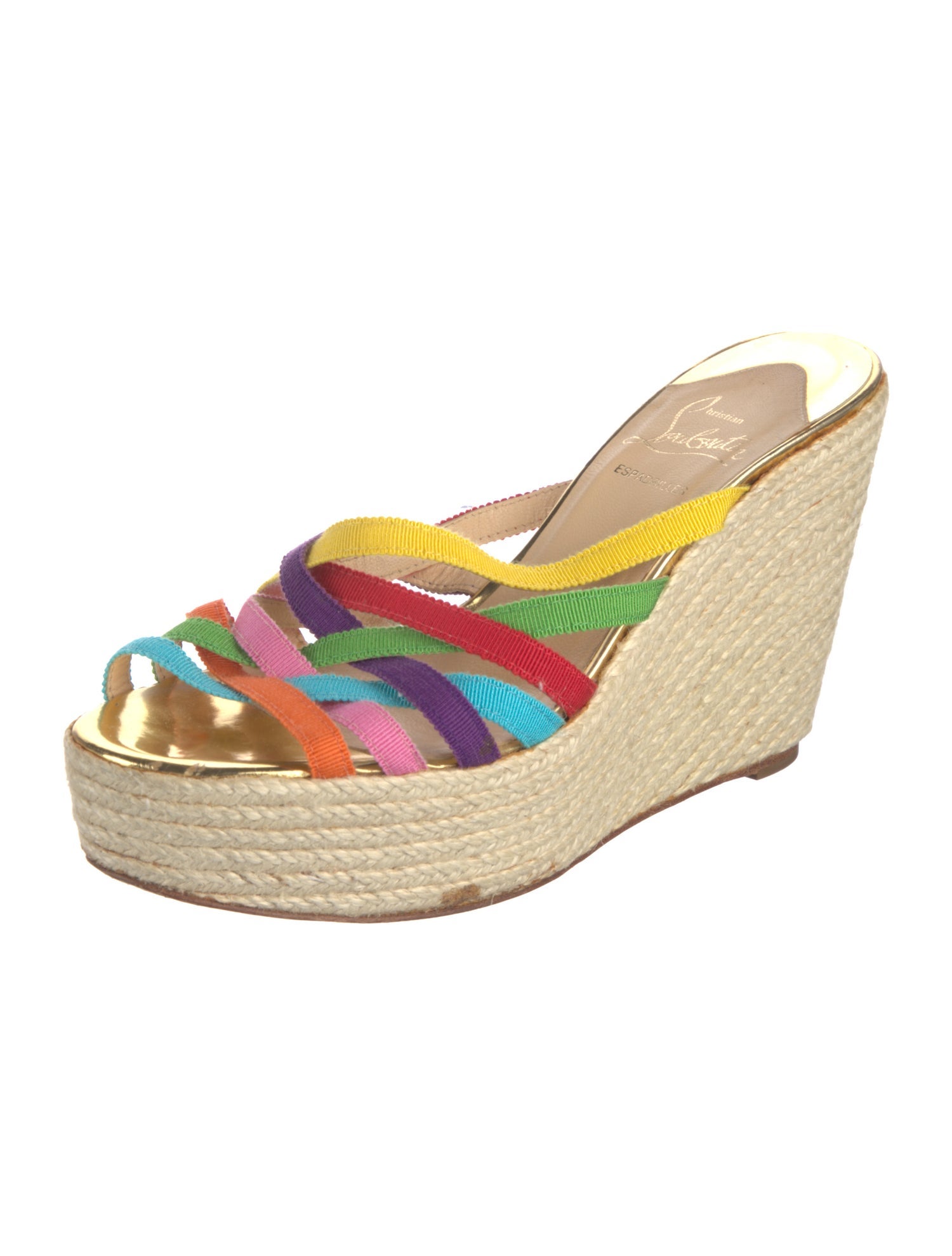 Christian Louboutin Colorblock Pattern Grosgrain Trim Espadrilles