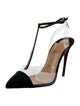 Christian Louboutin PVC Crystal Embellishments T-Strap Pumps