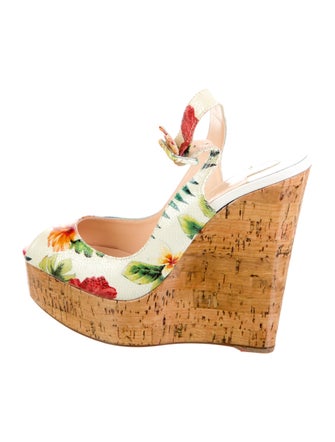 Christian Louboutin Patent Leather Floral Print Mules