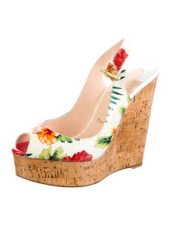 Christian Louboutin Patent Leather Floral Print Mules