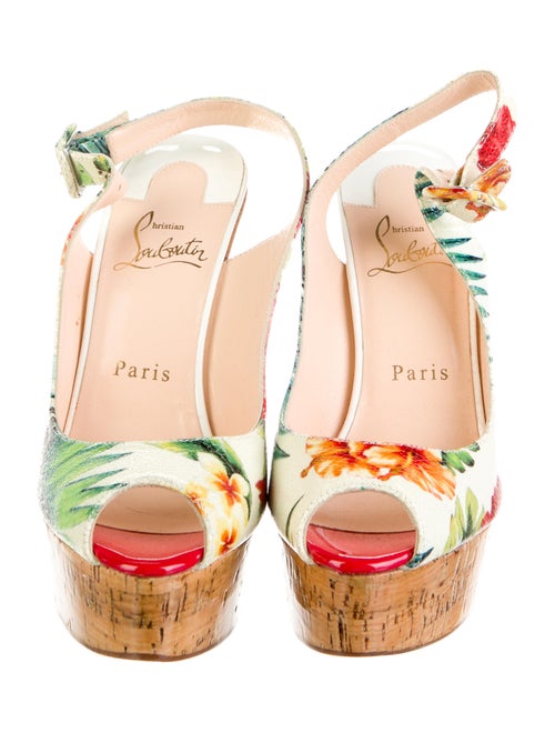 Christian Louboutin Patent Leather Floral Print Mules
