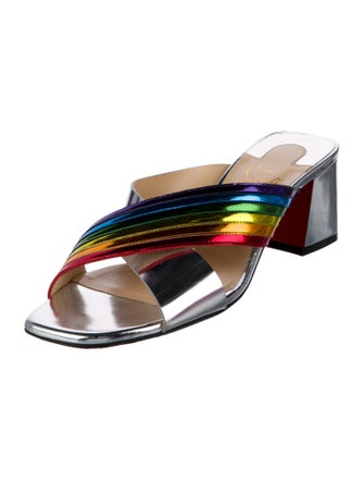 Christian Louboutin Patent Leather Striped Slides