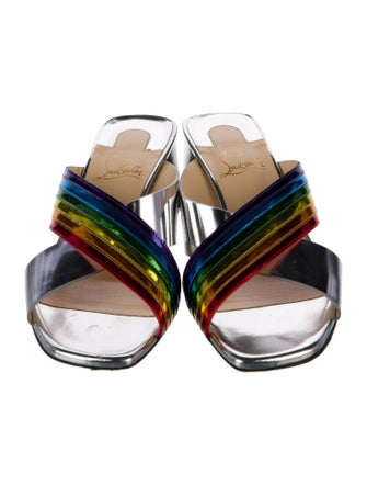 Christian Louboutin Patent Leather Striped Slides