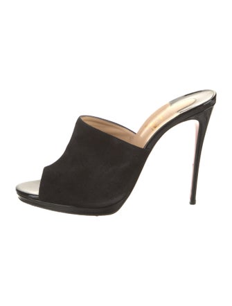 Christian Louboutin Suede Sequin Embellishments Slides