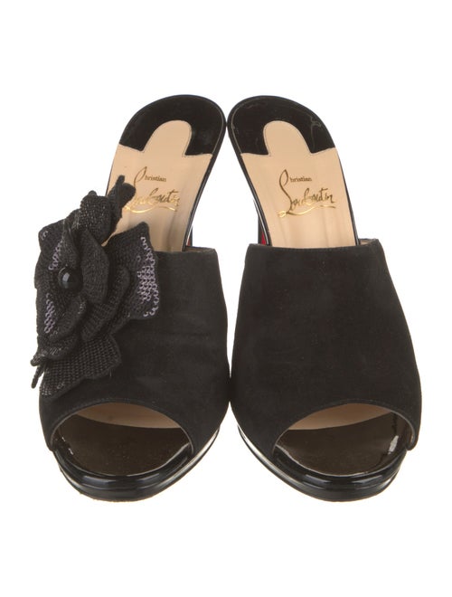 Christian Louboutin Suede Sequin Embellishments Slides