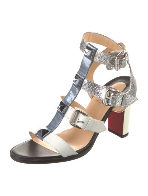 Christian Louboutin Rockstud Spike Snakeskin Gladiator Sandals