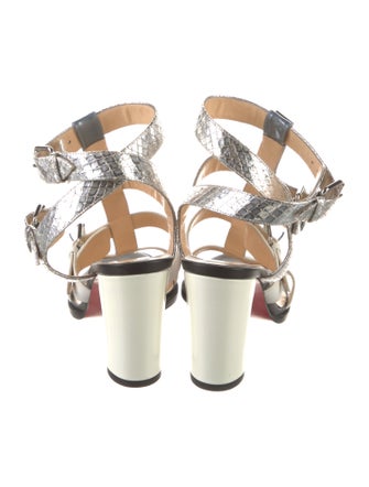 Christian Louboutin Rockstud Spike Snakeskin Gladiator Sandals