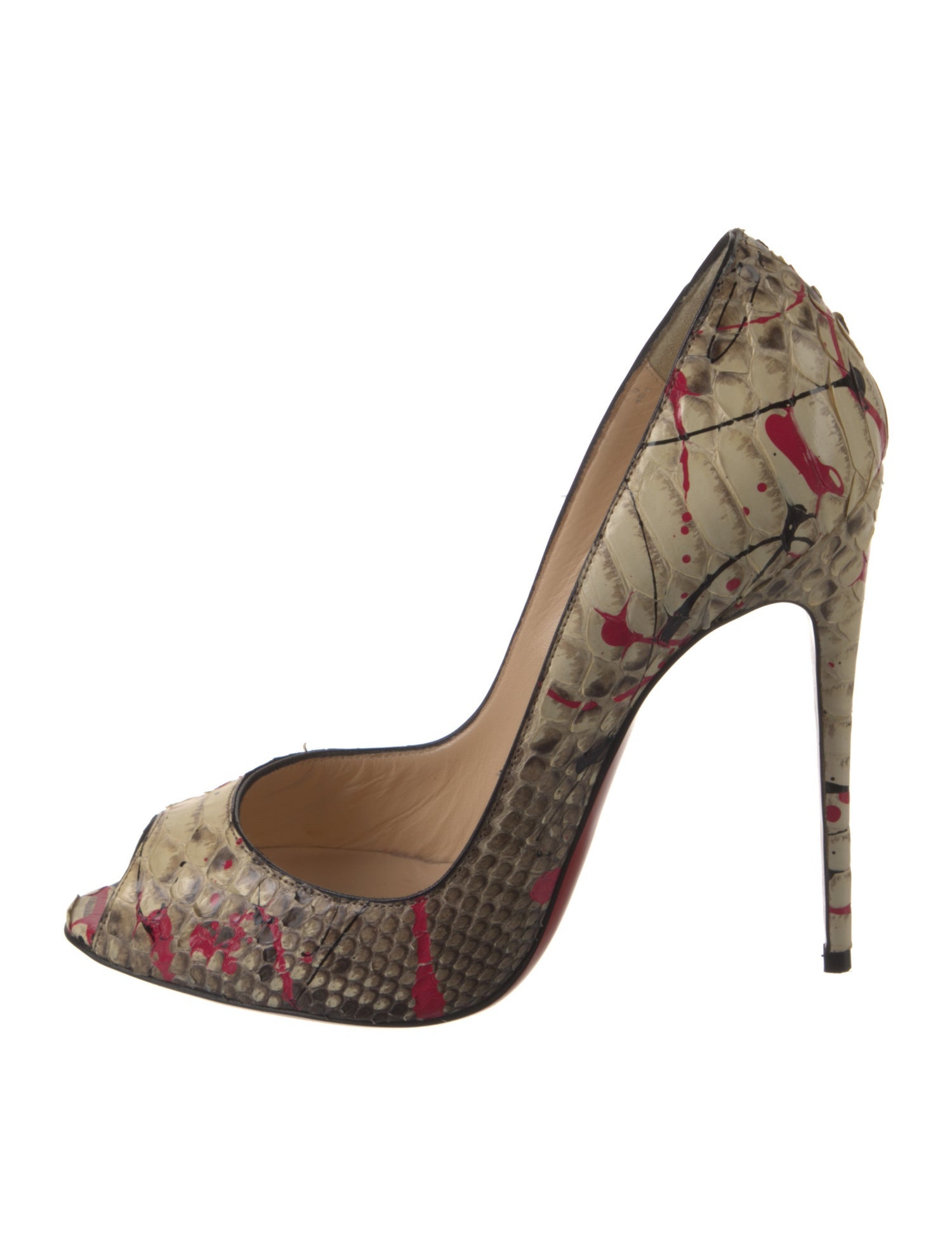 Christian Louboutin Python Printed Pumps - Neutrals Pumps, Shoes ...