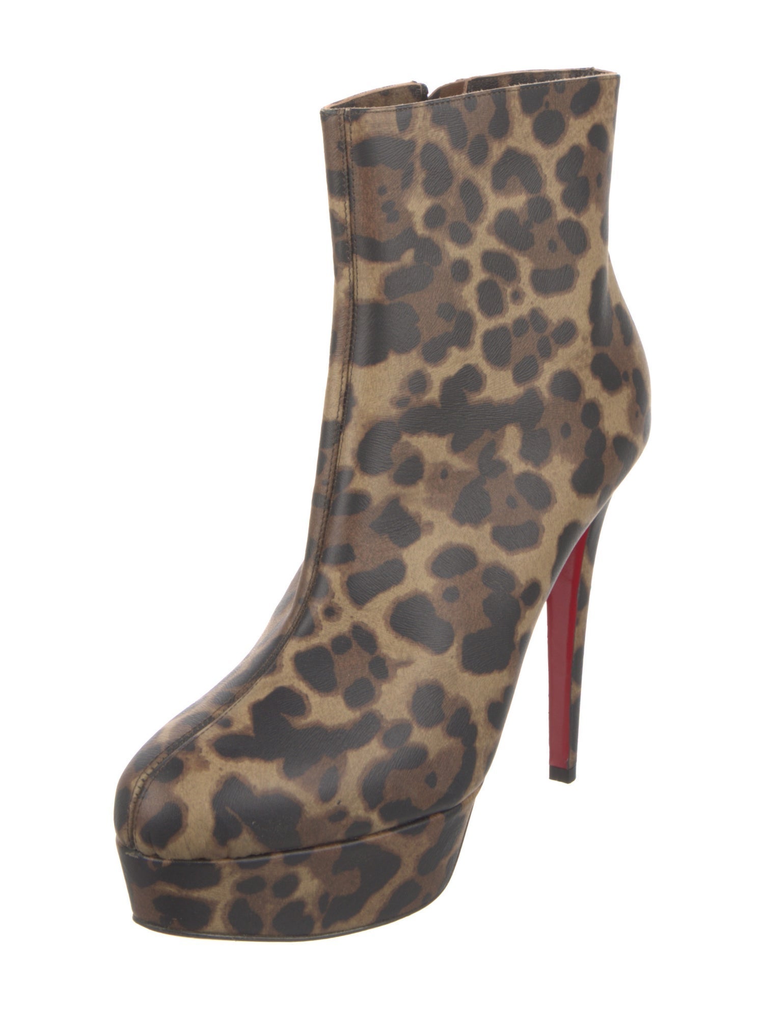 Christian Louboutin Satin Animal Print Boots
