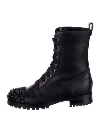 Christian Louboutin TS Croc Flat Spike Accents Combat Boots