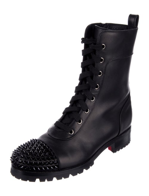 Christian Louboutin TS Croc Flat Spike Accents Combat Boots