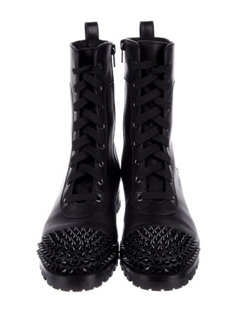 Christian Louboutin TS Croc Flat Spike Accents Combat Boots