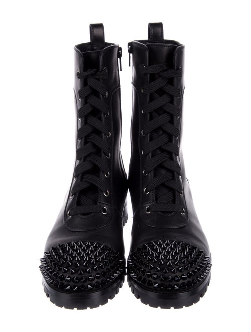 Christian Louboutin TS Croc Flat Spike Accents Combat Boots