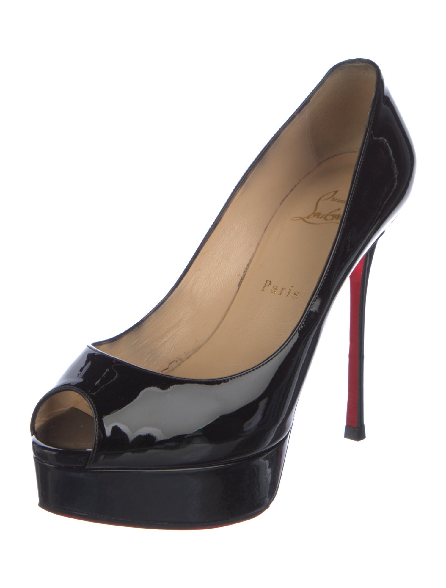 Christian Louboutin Fetish Peep 130 Patent Leather Pumps
