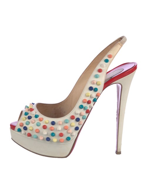 Christian Louboutin Spike Accents Leather Slingback Pumps