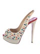 Christian Louboutin Spike Accents Leather Slingback Pumps