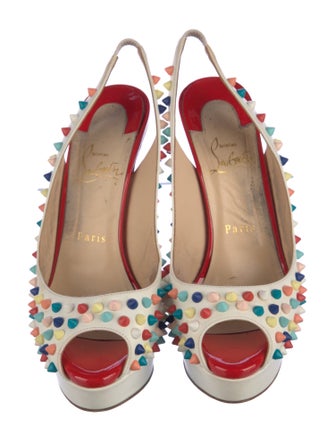 Christian Louboutin Spike Accents Leather Slingback Pumps