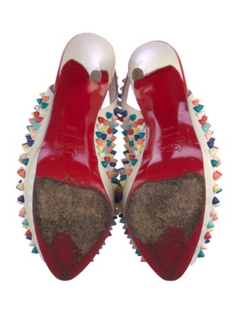 Christian Louboutin Spike Accents Leather Slingback Pumps