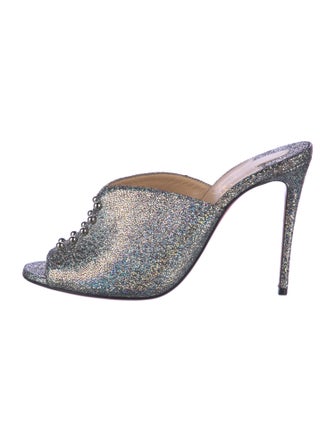 Christian Louboutin Leather Studded Accents Slides