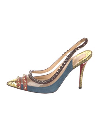 Christian Louboutin Spike Accents PVC Slingback Pumps
