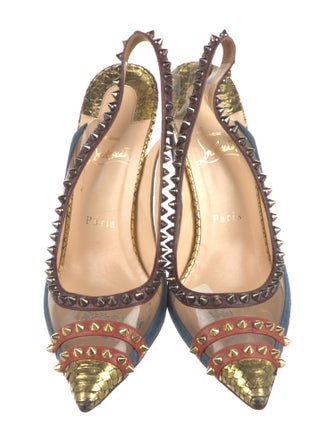 Christian Louboutin Spike Accents PVC Slingback Pumps