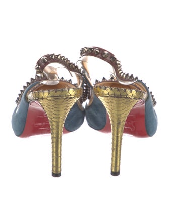 Christian Louboutin Spike Accents PVC Slingback Pumps