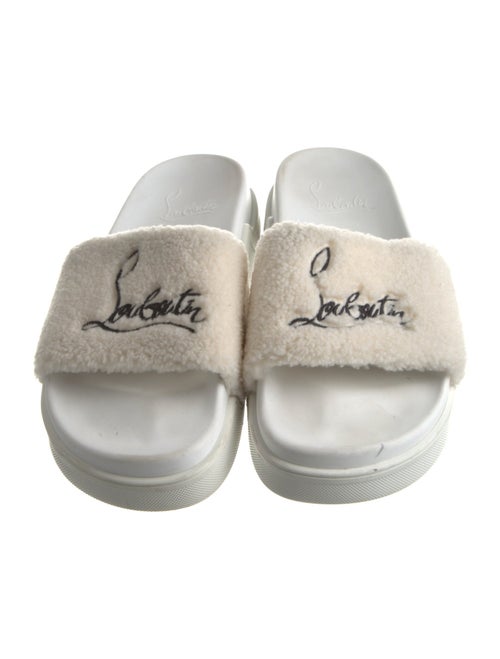 Christian Louboutin Faux Fur Embroidered Accent Slides