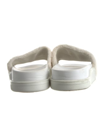 Christian Louboutin Faux Fur Embroidered Accent Slides