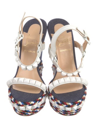 Christian Louboutin Leather Studded Accents Espadrilles