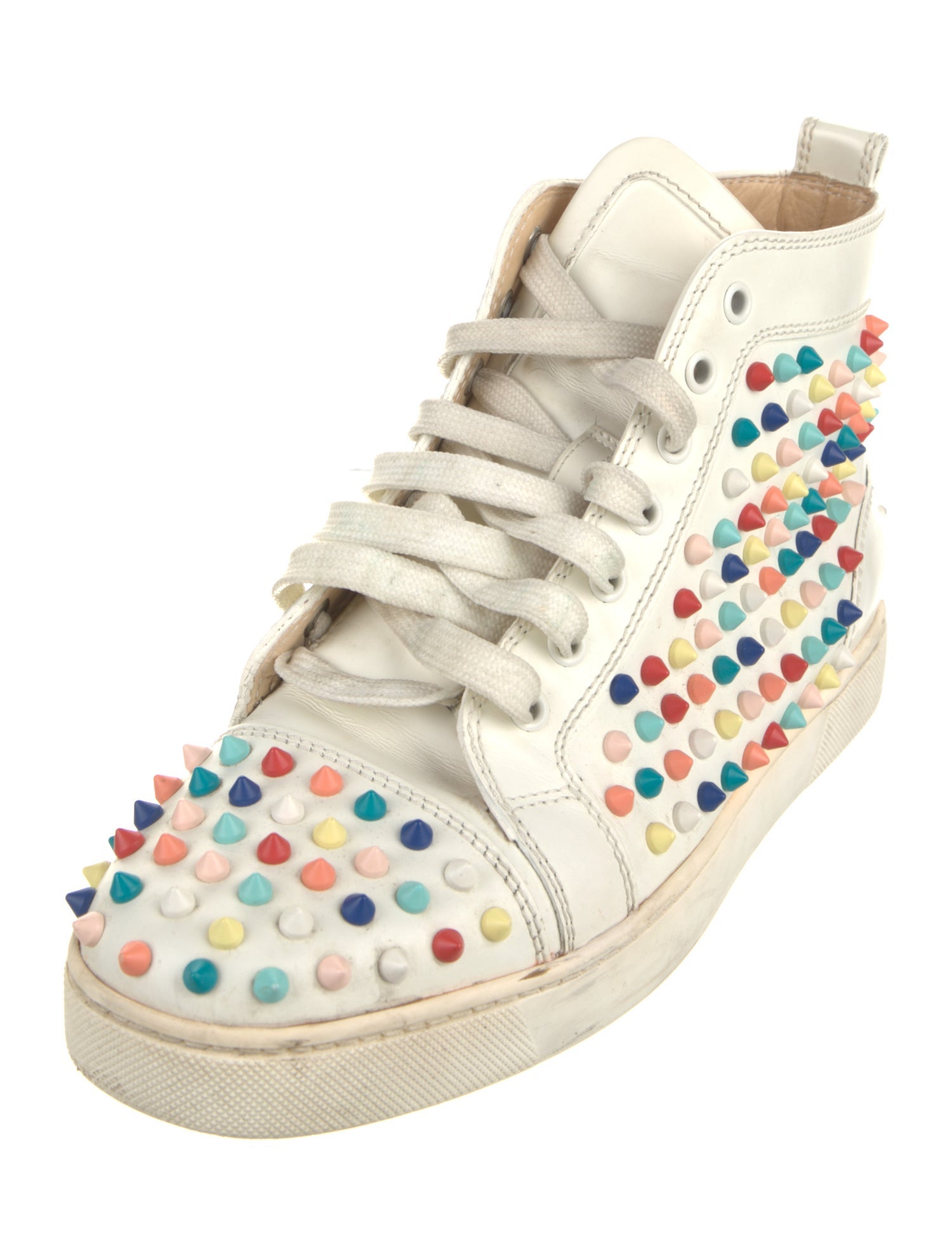 Christian Louboutin Spike Accents Leather Sneakers