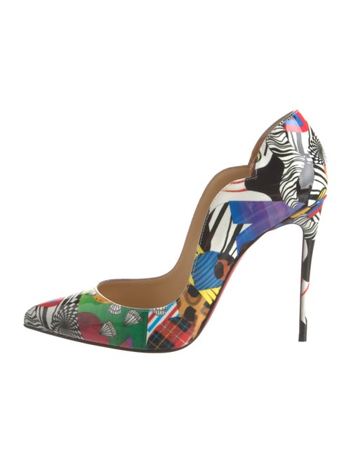 Christian Louboutin Patent Leather Printed Slingback Pumps