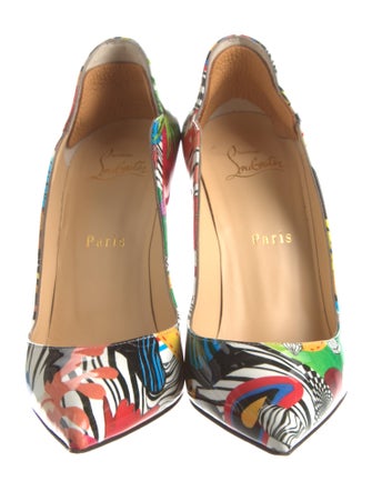 Christian Louboutin Patent Leather Printed Slingback Pumps