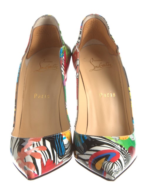 Christian Louboutin Patent Leather Printed Slingback Pumps
