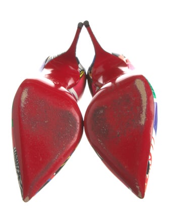 Christian Louboutin Patent Leather Printed Slingback Pumps