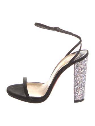 Christian Louboutin Satin Crystal Embellishments Slingback Sandals