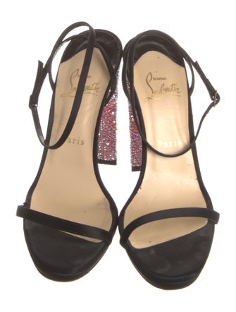 Christian Louboutin Satin Crystal Embellishments Slingback Sandals
