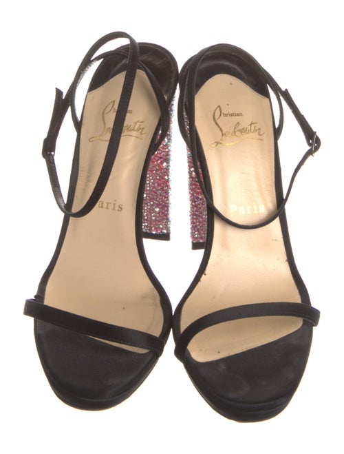 Christian Louboutin Satin Crystal Embellishments Slingback Sandals