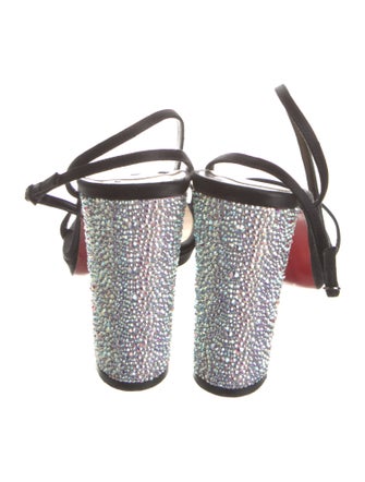 Christian Louboutin Satin Crystal Embellishments Slingback Sandals