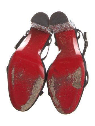 Christian Louboutin Satin Crystal Embellishments Slingback Sandals