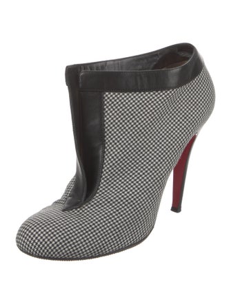 Christian Louboutin Houndstooth Print Leather Trim Embellishment Boots