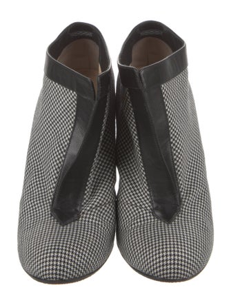 Christian Louboutin Houndstooth Print Leather Trim Embellishment Boots