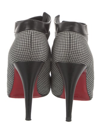 Christian Louboutin Houndstooth Print Leather Trim Embellishment Boots