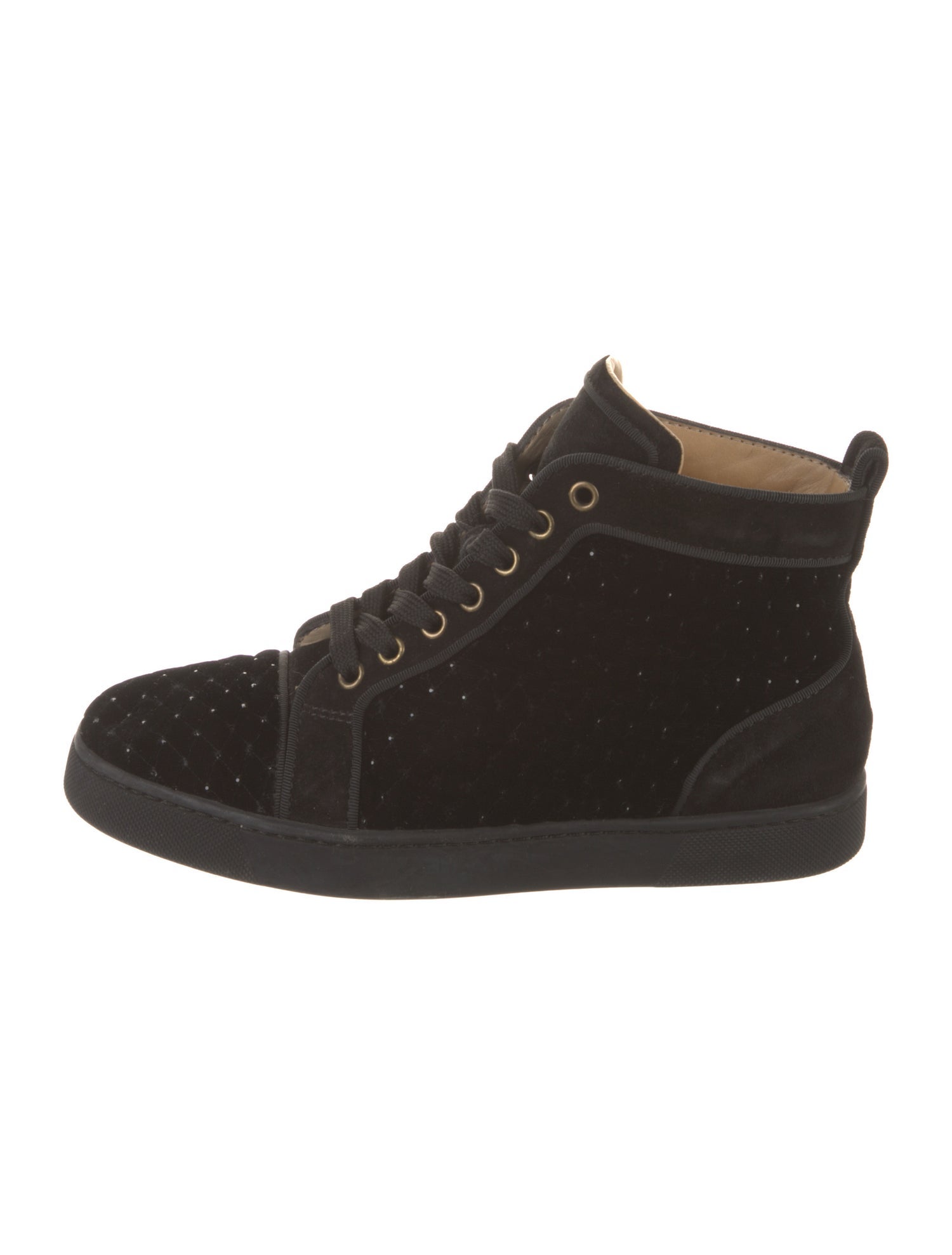 Christian Louboutin Quilted Pattern Velvet Wedge Sneakers