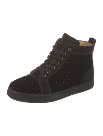 Christian Louboutin Quilted Pattern Velvet Wedge Sneakers